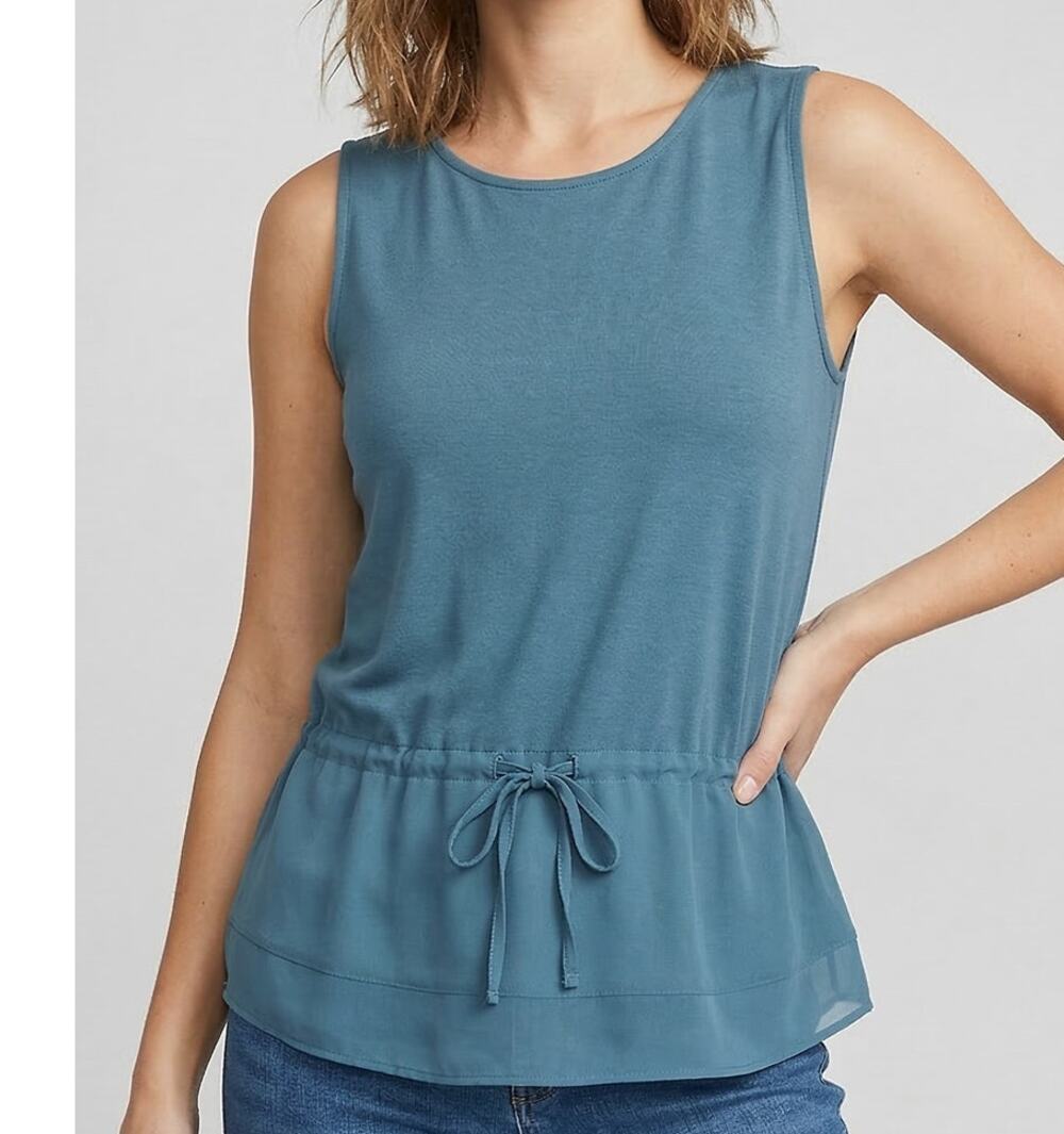 Banana Republic Factory Womens Small Blue Sleeveless Blouse Polyester Spandex